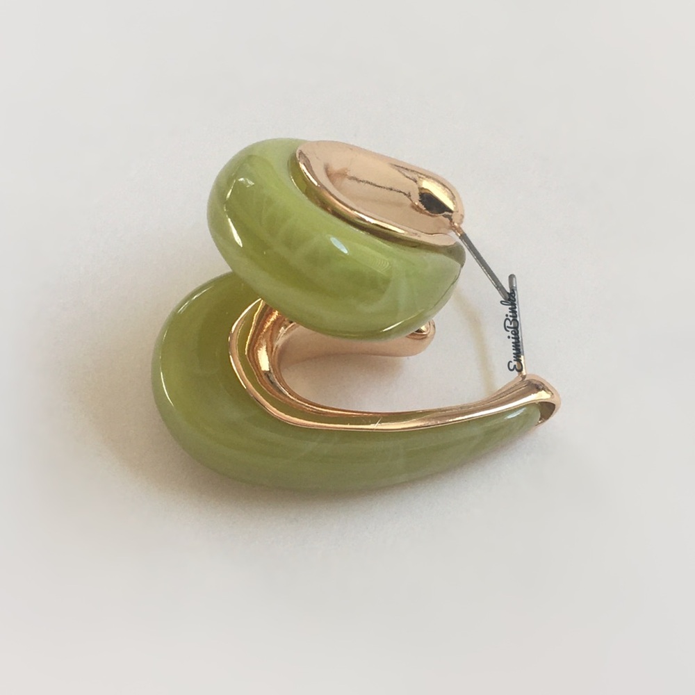 New Anthropologie Metal & Resin Tear Drop Hoop Earrings - Picture 2 of 16